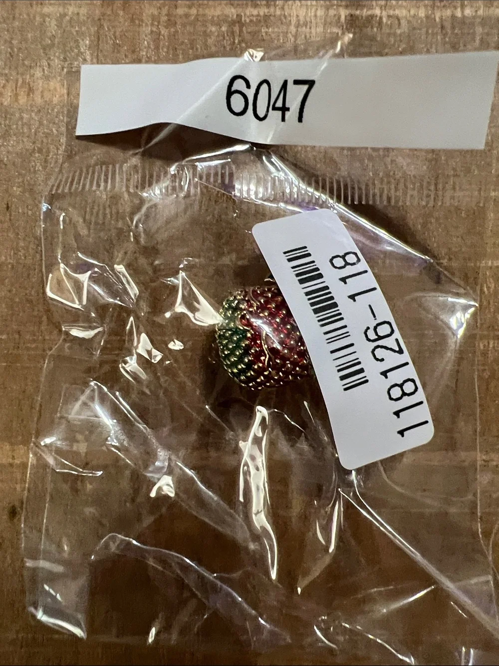 3/$18 Gold-Tone Red Basket Enamel Brooch with Pearl Flower Lot 6047